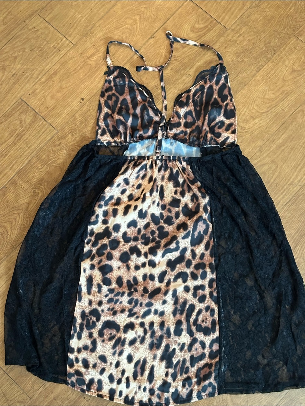 Leopard Print Black Lace negligence